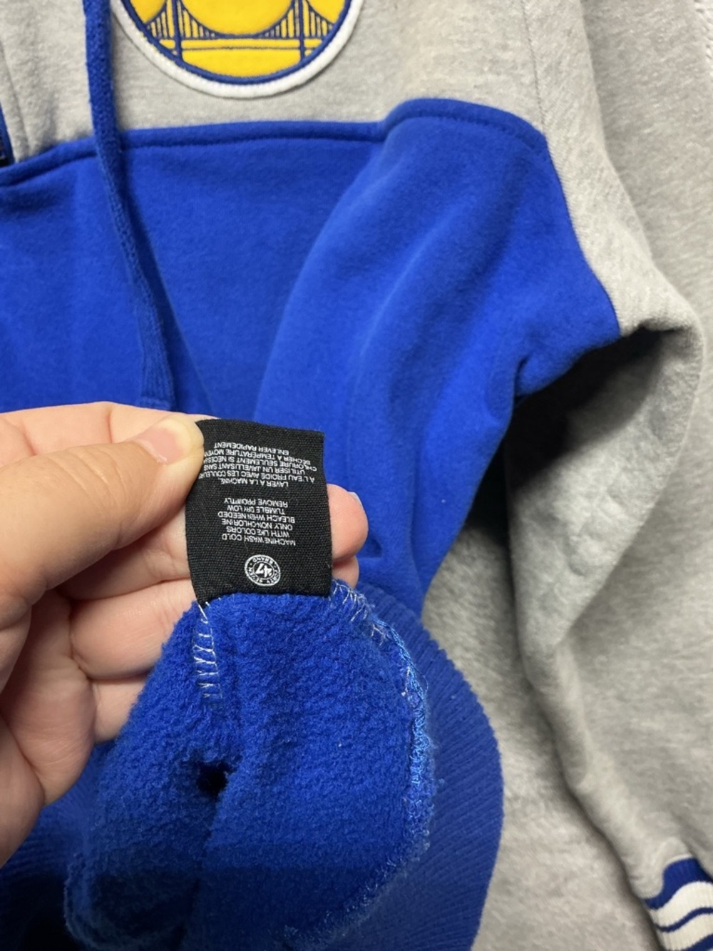 Golden State Warriors Hoodie ‘47 Brand The City Quarter Zip Hooded Sweatshirt XL - Picture 6 of 9